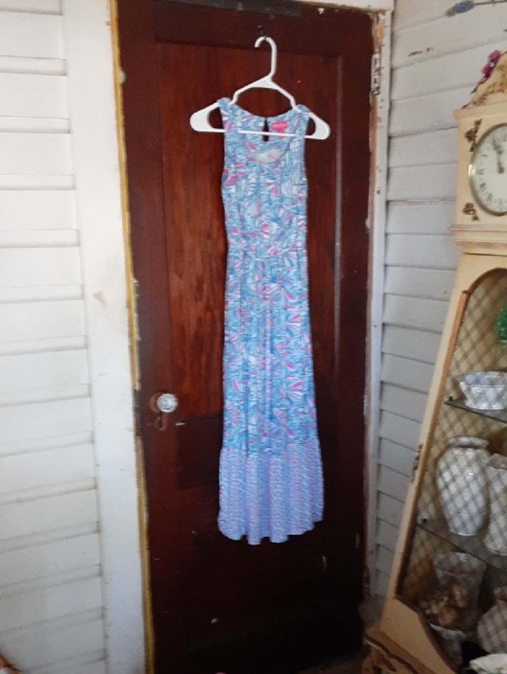Lilly Pulitzer Blue and Pink Resort Floral Maxi Dress